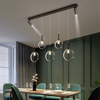 Люстры со светодиодной подсветкой, лампа для гостиной ресторана в скандинавском стиле, современная минималистичная столовая, обеденный стол, креативная роскошь