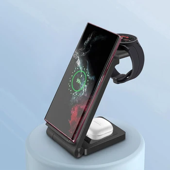 Магнитное беспроводное зарядное устройство Bluetooth Складная подставка для быстрой зарядки мобильного телефона для телефона, часов, наушников