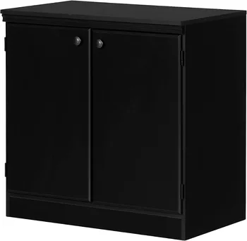 Маленький двухдверный шкаф для хранения South Shore Morgan, чистый черный, 31,5 