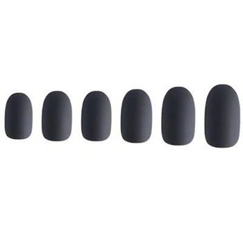 Матовые черные искусственные ногти, Ультрагибкие, долговечные накладные ногти для маникюра для начинающих SAL99