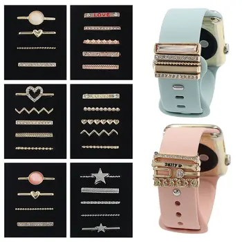 Металлические подвески для украшения ремешка для часов Apple, бриллиантовое украшение для браслета iwatch, силиконовый ремешок, ювелирные аксессуары