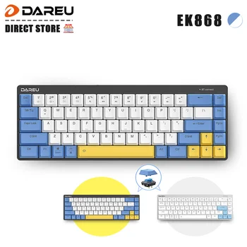 Механическая беспроводная клавиатура с низкопрофильным переключателем Dareu EK868 Bluetooth 5.1, сверхтонкие перезаряжаемые игровые клавиатуры для 3 устройств