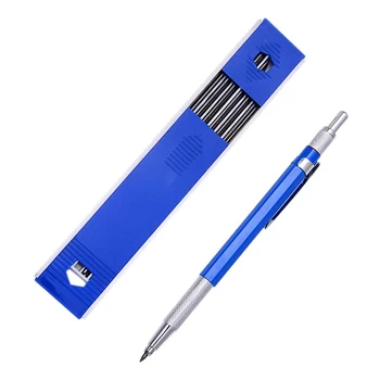 Механический карандаш 2,0 мм, грифельный карандаш для чернового рисования, Плотницкий художественный набросок с 12 шт заправкой - синий