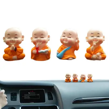 Мини-Статуя Будды Для Автомобиля Мини-Статуэтка Счастливого Будды Статуэтки Монаха Будды Статуя Украшения Автомобиля Внутренняя Доска Украшения