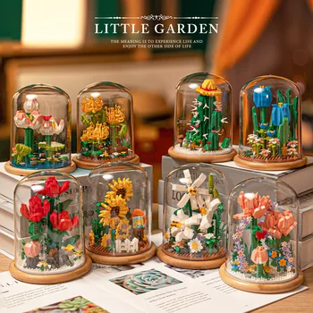 Миниатюрные строительные блоки новой серии Flower Роза гвоздика Лилия лотос Сборные модели игрушечных растений для детей в подарок взрослым.