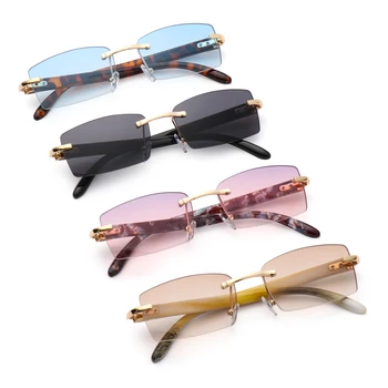 Модные очки UV400 Градиентные прямоугольные солнцезащитные очки без оправы Солнцезащитные очки для вождения Модные оттенки солнцезащитных очков в стиле панк