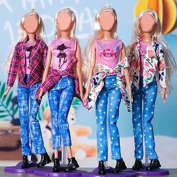 Модный мультистилевой костюм для куклы длиной 30 см, пальто, джинсы, спортивный комплект из трех предметов, повседневная одежда, детские игрушки, аксессуары для одежды