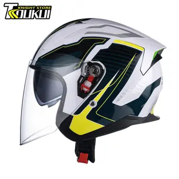 Мотоциклетный шлем HD С козырьками, Двухобъективный мото-шлем, Открытый шлем для скутера, Сертификация Casco Moto DOT, Экипировка мотоциклиста