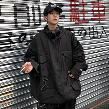 Мужская женская куртка Techwear, опрятная корейская свободная Университетская весенняя винтажная тактическая куртка в стиле хип-хоп панк