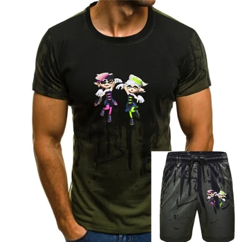 Мужская одиночная футболка Splatoon черного цвета, модная футболка с короткими рукавами