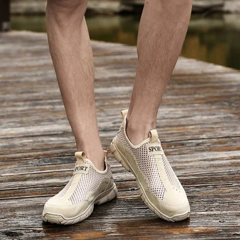 Мужская повседневная обувь из сетчатого материала, летние уличные водные кроссовки, мужские кроссовки, нескользящая обувь для альпинизма, дышащая мужская обувь для треккинга