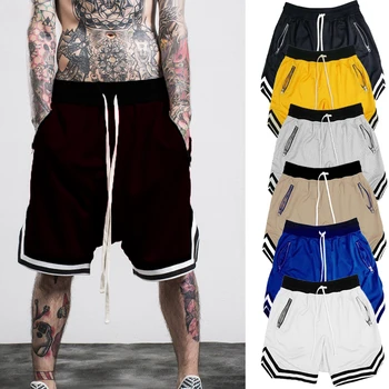 Мужские спортивные шорты из баскетбольной сетки, быстросохнущие спортивные шорты для летних бегунов, повседневные дышащие короткие брюки, скудные мужские шорты