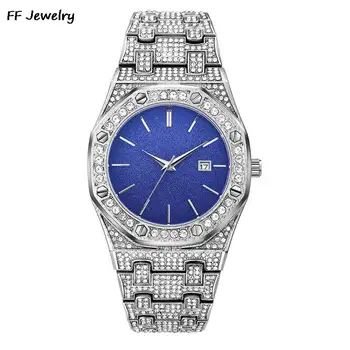 Мужские часы в стиле хип-хоп, полностью покрытые льдом, цифровые роскошные наручные часы с бриллиантовым хронографом, классические мужские часы AAA