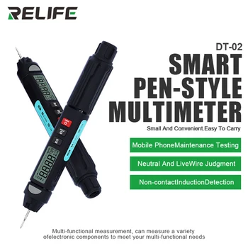 Мультиметр RELIFE DT-02 с умной ручкой, многофункциональный для измерения переменного / постоянного напряжения для ремонта мобильных телефонов