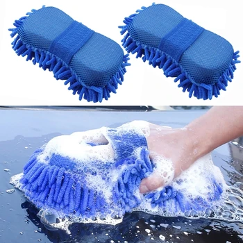 Мягкие перчатки для автомойки, Губка для чистки автомобилей, средство для мытья окон, губка-щетка для мытья окон из ультратонкого волокна синели