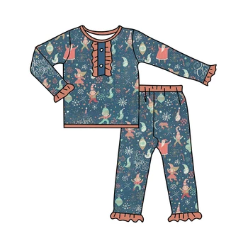 Набор детских пижам нового дизайна, рождественская пижама для девочек, длинные штаны, детская пижама с длинным рукавом, комплект детских пижам