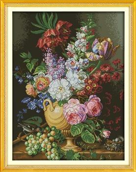 Набор для вышивания крестиком Joy Sunday С предварительной печатью Easy Pattern Aida, Набор для Вышивания Из Тисненой ткани-Красивая ваза (3)