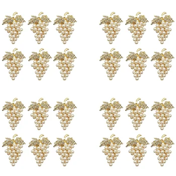 Набор из 24 колец для салфеток с виноградом, инкрустированный имитацией бриллианта и жемчуга Держатель для колец для салфеток из сплава