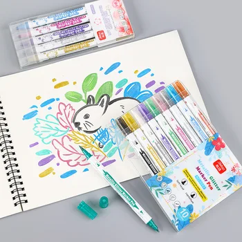 Набор металлических фломастеров 5/10 цветов, набор для рисования от руки с водонепроницаемой блестящей ручкой, художественные принадлежности