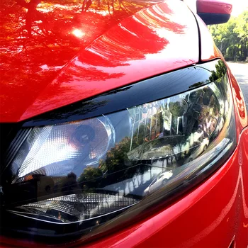 Наклейка на веки автомобильных фонарей, брови фар для Volkswagen New Polo, Аксессуары для обвеса из АБС-пластика, черный глянец, 2 шт.
