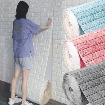 Наклейка на стену с 3D кирпичным рисунком Самоклеящаяся панель Водонепроницаемые обои для гостиной Украшение дома DIY 70x77 см