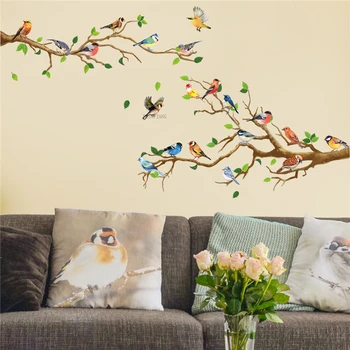 Наклейки на стену в виде дерева, Птицы, Цветок, Декор для дома, Обои для гостиной, спальни, Украшение интерьера DIY Wall Art House