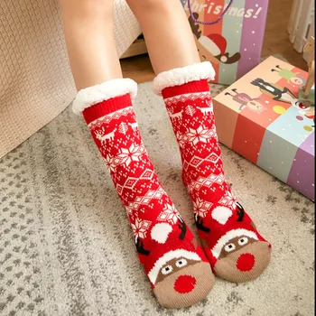 Напольный ковер, женские носки, хлопковые рождественские носки, высококачественные пушистые носки с толстым принтом, Новинка, носки для сна, термоноски