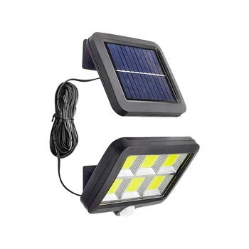 Наружные солнечные фонари COB LED 120 светодиодов, датчик движения PIR, 2 режима, белая лампа на солнечной батарее, водонепроницаемая для сада, улицы, патио