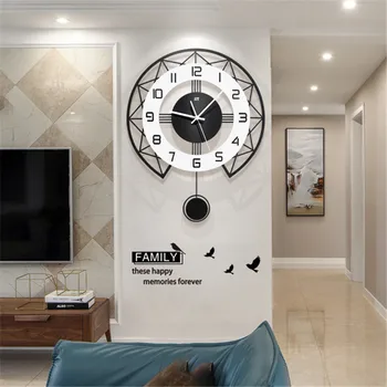 Настенные часы Домашний Декор Бесшумные Настенные часы Современный Дизайн Маятниковые часы Легкое Роскошное Украшение гостиной Настенные Цифровые часы