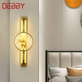 Настенный светильник DEBBY Brass LED Современный роскошный светильник-бра для украшения интерьера спальни, прикроватной тумбочки, гостиной, коридора