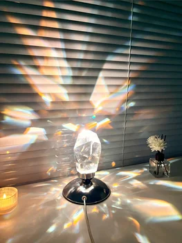 Настольная лампа с кристаллами алмазов, прикроватная тумбочка для спальни, творческое настроение, маленькая ночная лампа, лампа с современной атмосферой
