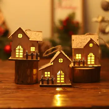 Настольное рождественское украшение для дома Очаровательное светящееся Рождественское украшение для дома из дерева Праздничное светодиодное украшение для рабочего стола