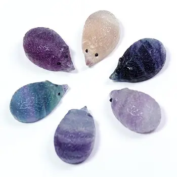 Натуральный Кристалл кварца, Резной камень-Ежик из флюорита, Красочный Целебный Камень, Украшение домашнего стола, Разные цвета