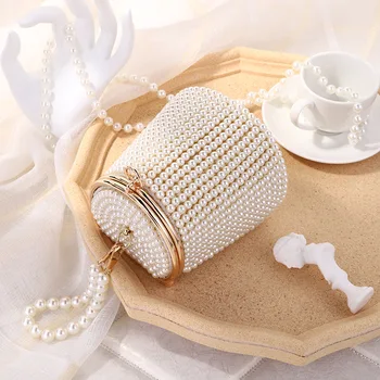 Новая Женская сумочка ручной работы из белого жемчуга, расшитая бисером, для званого ужина, Красивый Клатч, женские вечерние сумочки с жемчугом, Сумочки для невесты