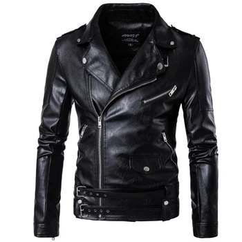 Новая кожаная куртка для пилотов мотоциклов, модный бренд, мужская дизайнерская куртка с косой застежкой-молнией в стиле панк, мужская кожаная куртка-пальто 2023