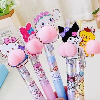 Новая ручка Sanrio Neutral Smooth Press Pen Мягкие ручки для распаковки Симпатичная креативная музыкальная ручка Q Play Kawaii Студенческие ручки Подарки для девочек