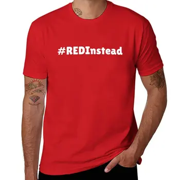 Новая футболка #RedInstead, эстетическая одежда, обычная футболка, футболки, мужские футболки с героями аниме, мужские футболки-чемпионы