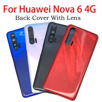 Новинка для Huawei Nova 6 Nova6 4G Задняя крышка батарейного отсека Задняя крышка корпуса со стеклом камеры