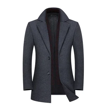 Новое брендовое пальто из 46,7% шерсти, мужской модный шарф, Толстая шерстяная куртка, Повседневное мужское зимнее пальто, длинный тренч