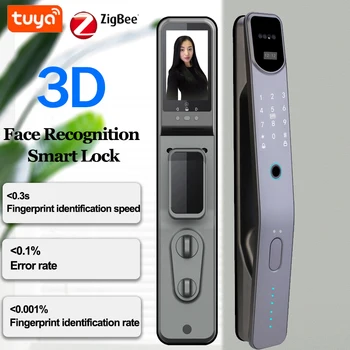 Новое поступление, умный дверной замок, цифровой Wifi-замок с отпечатком пальца, умный замок с монитором камеры, отправка фото на телефон, Tuya Zigbee 3D Face