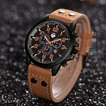 Новые мужские кварцевые часы Модный простой деловой ремень Кварцевые часы для мужчин Часы Студенческие наручные часы Спортивные часы Подарки