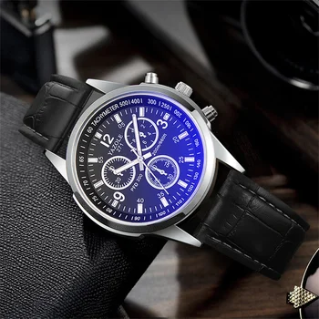 Новые роскошные мужские часы с высококачественным водонепроницаемым хронографом, мужские наручные часы, деловые кожаные мужские кварцевые часы, повседневные часы