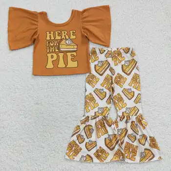 Новый дизайн, расклешенный топ RTS для маленьких девочек, костюмы из 2 предметов, комплект осенней одежды для малышей, наряды для пирогов для малышей