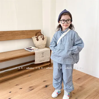 Новый зимний комплект детской теплой флисовой одежды 2023 года, хлопковая стеганая куртка с длинными рукавами для девочек + брюки плюс бархатная одежда для малышей