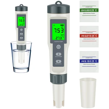 Новый цифровой измеритель PH / TDS / температуры 3 В 1, тестер качества воды с подсветкой, Высокоточный Портативный тестер чистоты воды