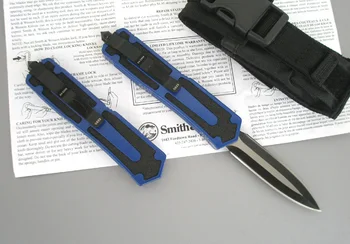 Нож Micro OTF Tech серии SC 440C с двойным лезвием из авиационного алюминиевого сплава твердостью 57HRC, Синяя ручка, нож для самообороны