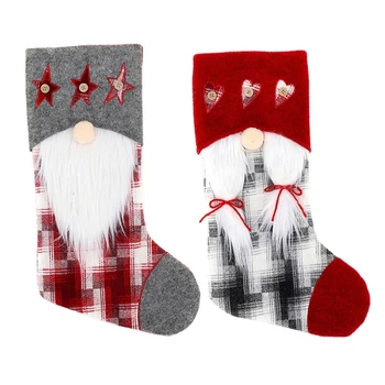 Носки для рождественских подарков, праздничные украшения для домашних каминов, пакеты для конфет