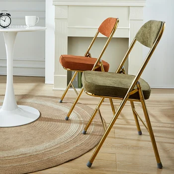 Обеденные стулья из ретро-вельвета, стулья для кухонной мебели, стул со спинкой, Неоклассический дизайн, Креативный складной стул для столовой