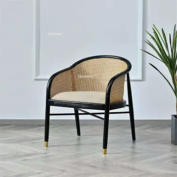 Обеденные стулья из ротанга на заказ, Китайское креативное дизайнерское кресло для кухни, стул с деревянной спинкой, Роскошная мебель для столовой