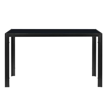 Обеденный стол из закаленного стекла и железа простой сборки, черный